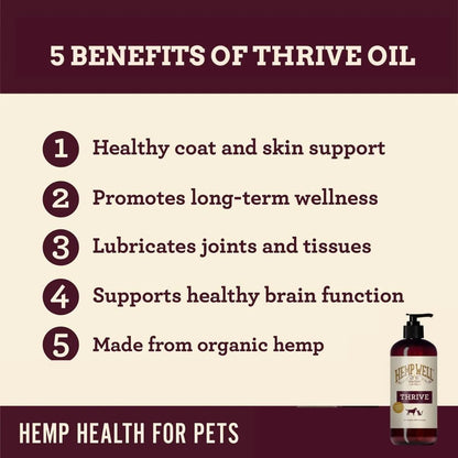 Pet healthy skin and coat benefits of Hemp Well Thrive Oil