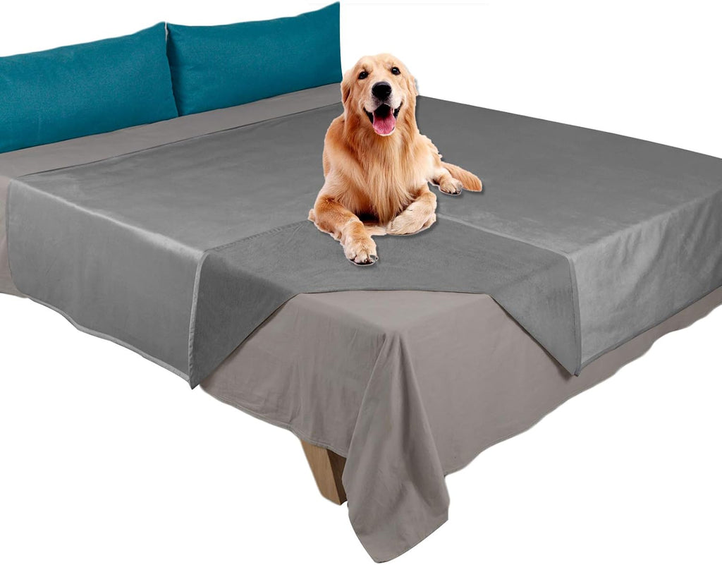 Ameritex Pet Bed Blanket Reversible 100% Waterproof Velvet Super Soft for Sofa and Bed (40x60 Inches, Light Grey+Grey) - Image 14