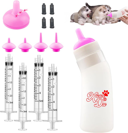 Xuanda pet feeding nipple with syringe front view soft silicone nursing kit for puppies