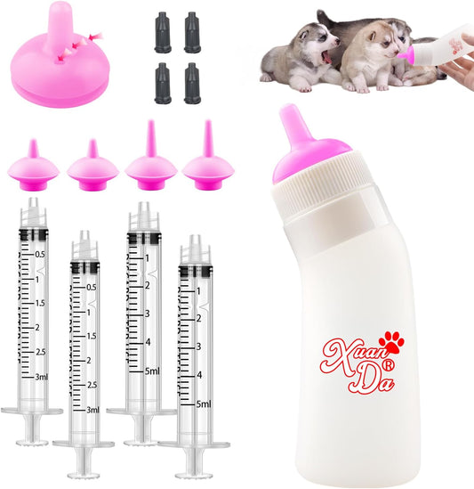 Xuanda pet feeding nipple with syringe front view soft silicone nursing kit for puppies