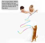 Two pieces of Amaxiu flexible cat exercise wand toys laid out flat