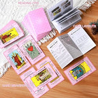 Full 78 card set of Myripoly pink tarot deck spread out