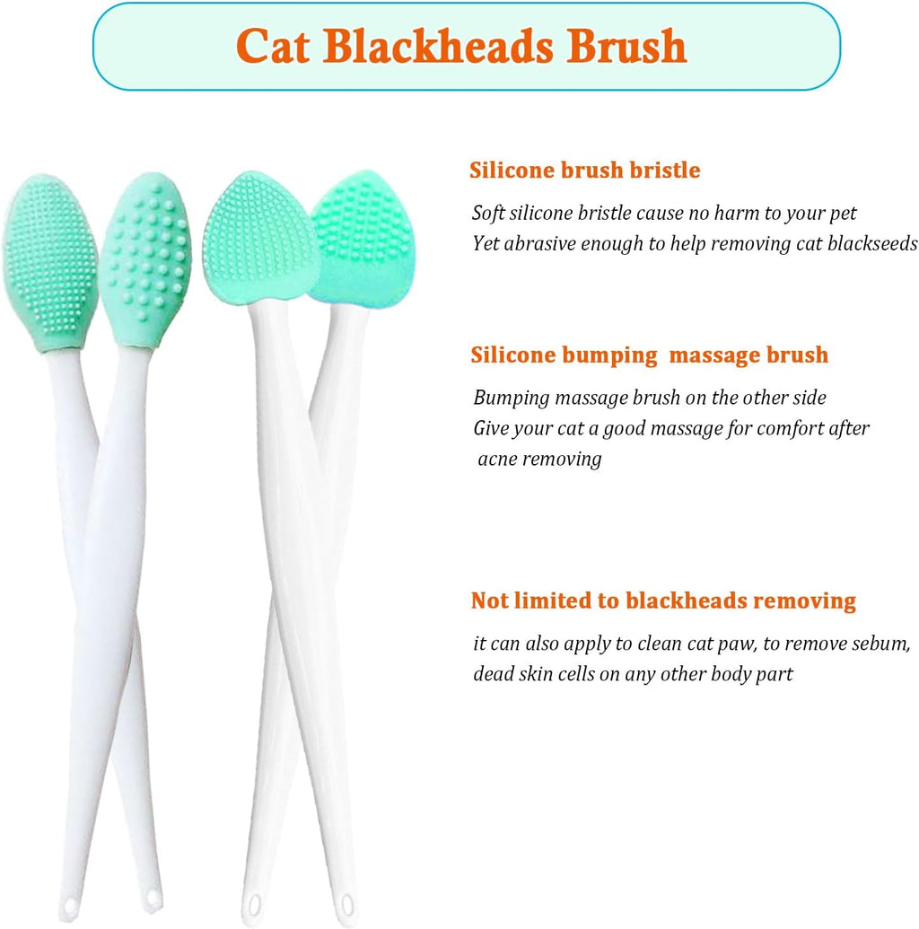 Dual sided cat chin cleaning brush showing thin bristles and massage dots.