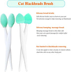 Dual sided cat chin cleaning brush showing thin bristles and massage dots.