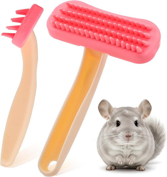 Yuanan silicone rabbit grooming brush kit front view for small pet shedding control