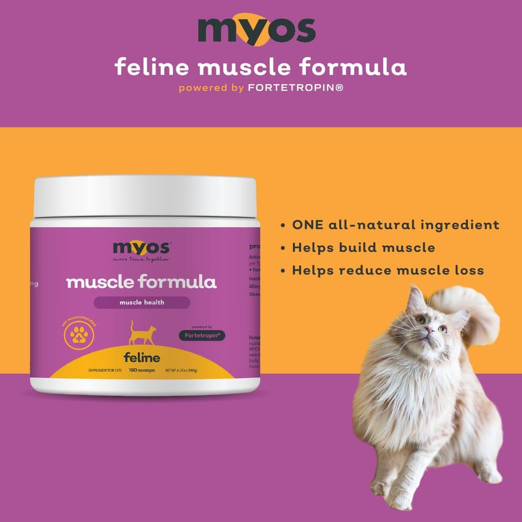 Myos Feline Muscle Formula 180 servings container size