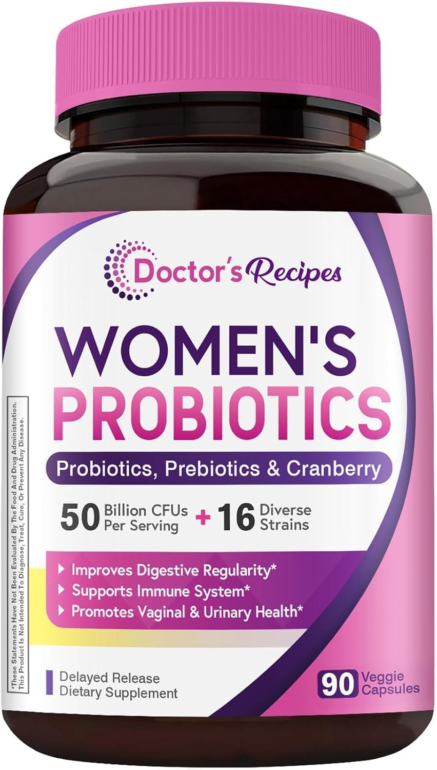 Doctor's Recipes Women's Probiotic, 60 Caps 50 Billion CFU 16 Strains, with Organic Cranberry, Digestive Immune Vaginal & Urinary Health, Shelf Stable, Delayed Release, No Soy Gluten Dairy - Image 12
