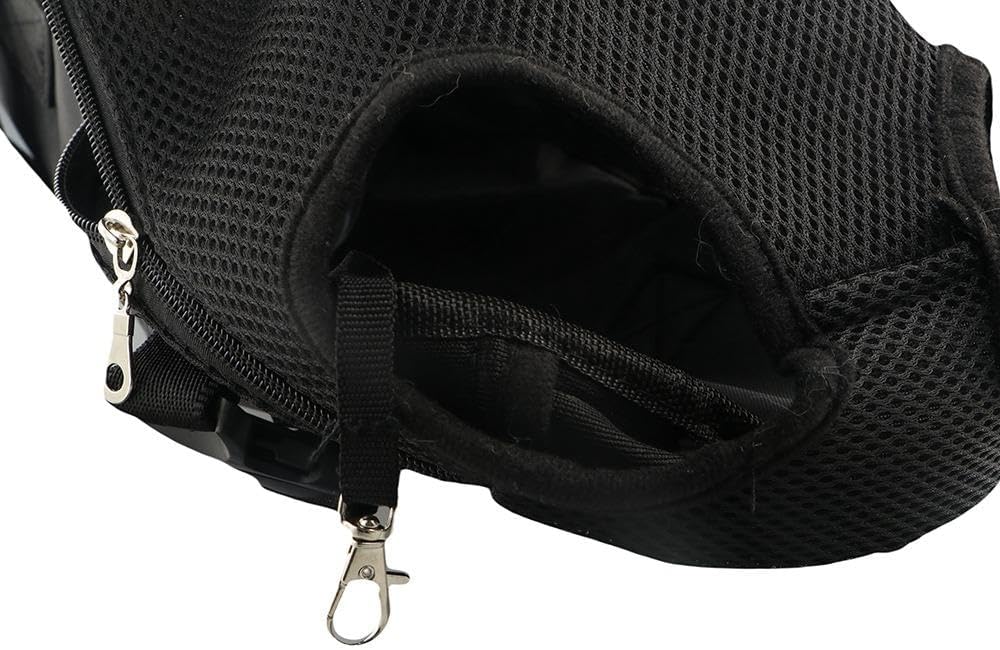 Side angle of the small black soft sided travel carrier for cats and puppies.