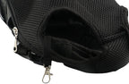 Side angle of the small black soft sided travel carrier for cats and puppies.