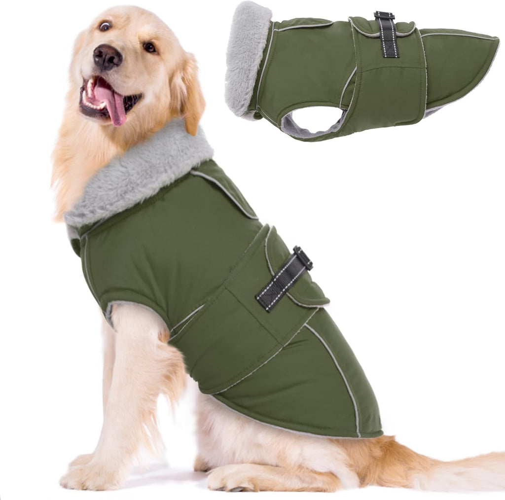 Lelepet Dog Coat Waterproof Dog Jacket Reflective Fleece Vest with Adjustable Buckle & Leash Hole Windproof Cold Weather Coats for Small Medium Large Dogs, Warm Hunting Vest, Orange, XXL - Image 15