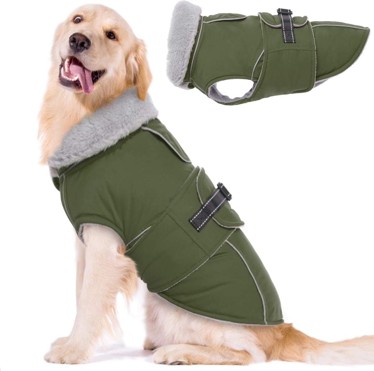 Lelepet Dog Coat Waterproof Dog Jacket Reflective Fleece Vest with Adjustable Buckle & Leash Hole Windproof Cold Weather Coats for Small Medium Large Dogs, Warm Hunting Vest, Orange, XXL - Image 15