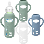 BUSOHA silicone sleeves for Dr Browns glass baby bottles front view drop protection covers