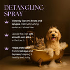 Pet owner using Barkin And Meowson spray on a dog coat