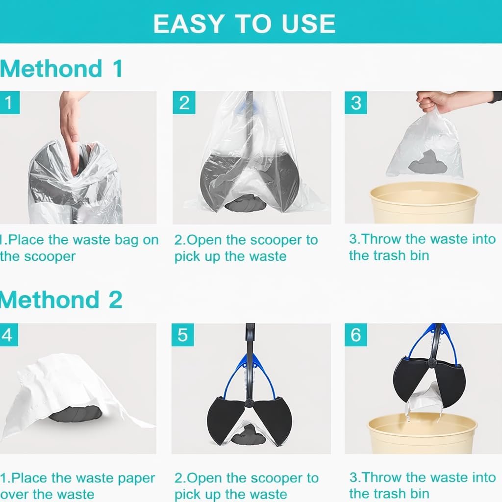 Upsky foldable pet scooper shown collapsed in half for compact storage and travel portability