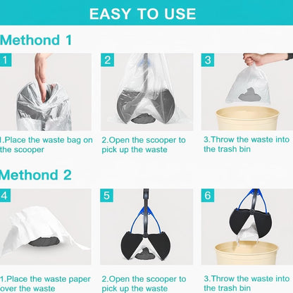 Upsky foldable pet scooper shown collapsed in half for compact storage and travel portability