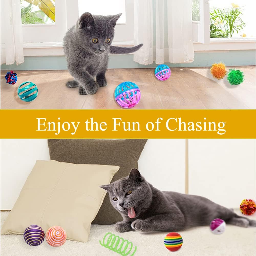 LASOCUHOO kitten toy set packaging showing thirty assorted colorful play balls
