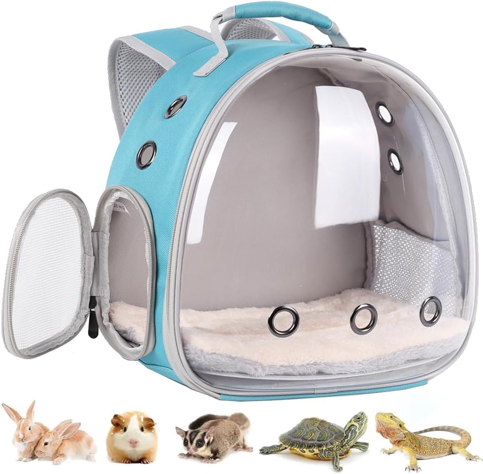 Portable Small Animal Backpack Travel Breathable Pet Carrier Bag Cages for Guinea Pig, Rabbit, Bearded Dragon, Squirrel, Tortoise, Bird, Lizard, Sugar Glider - Image 8
