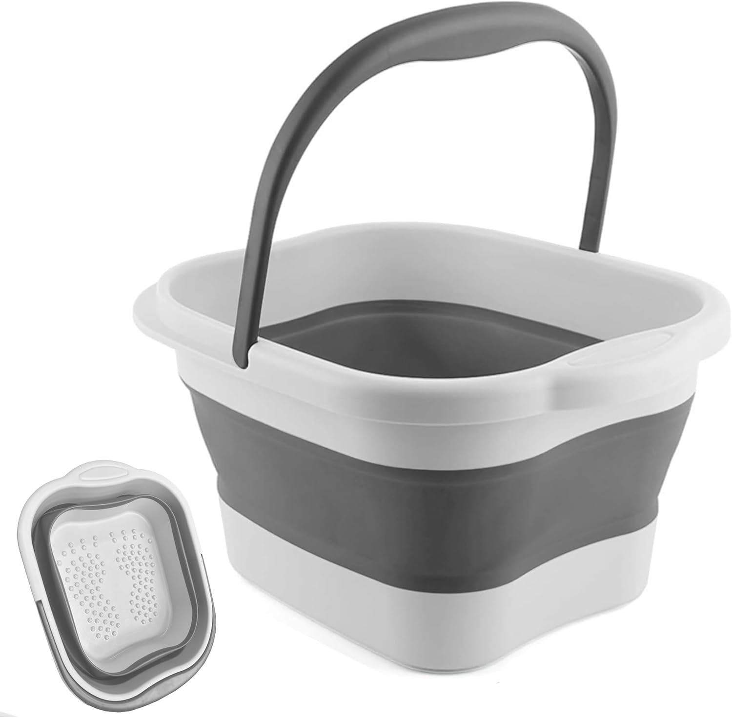 Leemeimei collapsible foot soak tub grey front view