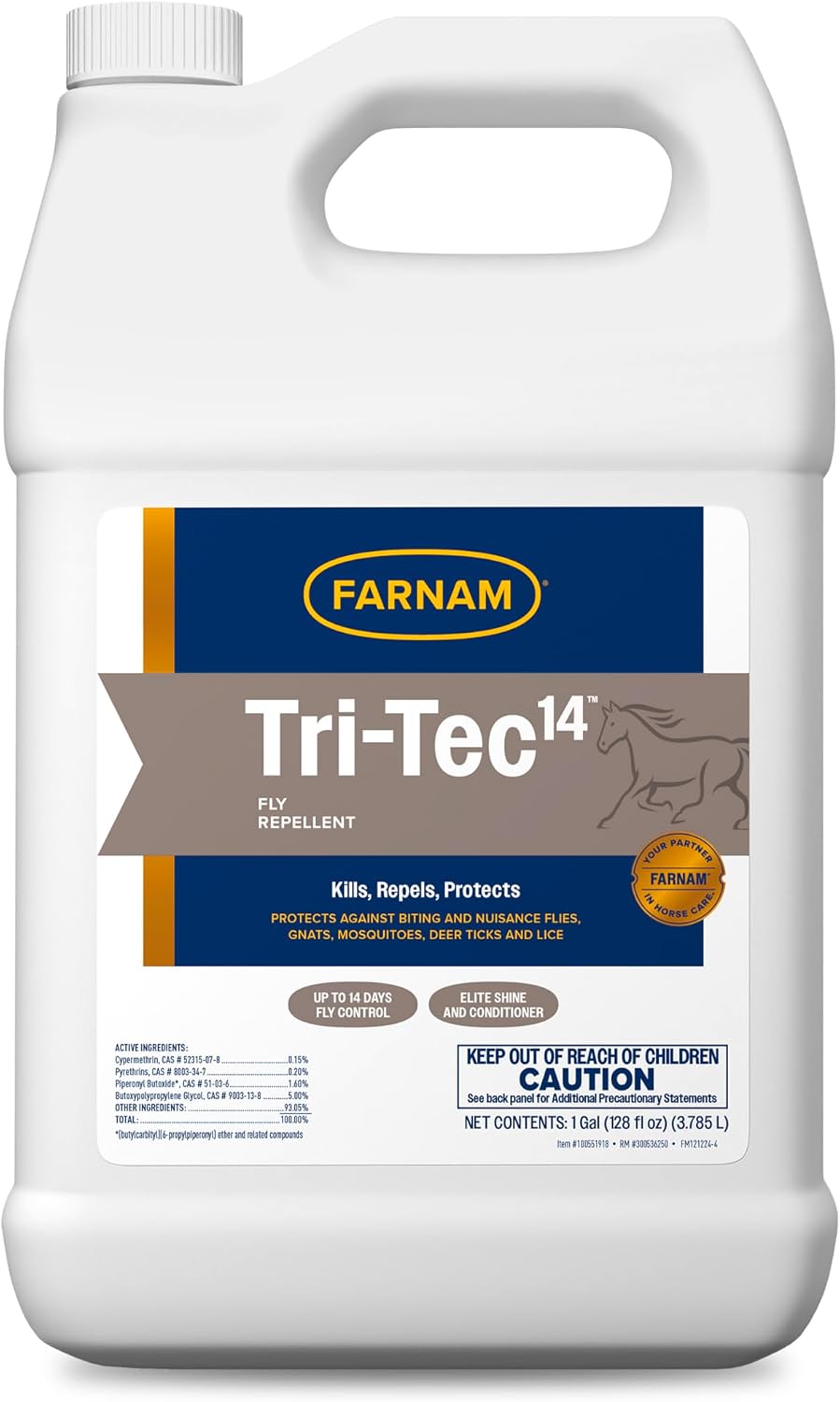 Farnam Tri-Tec 14 horse fly spray gallon jug front view
