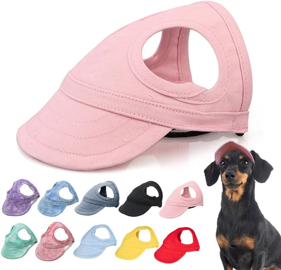 New Canvas Dog Hat - Sun Protection Visor with Ear Holes & Adjustable Neck Strap (Red, S) - Image 11