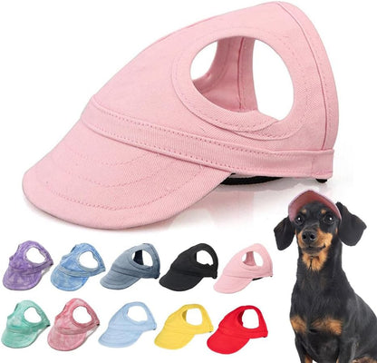 New Canvas Dog Hat - Sun Protection Visor with Ear Holes & Adjustable Neck Strap (Red, S) - Image 11