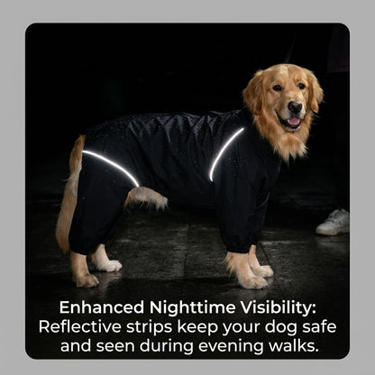 Breathable dog rain apparel with armpit vents and moisture wicking lining