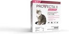 Back label of ProVecta II small cat flea treatment displaying active ingredients and usage instructions