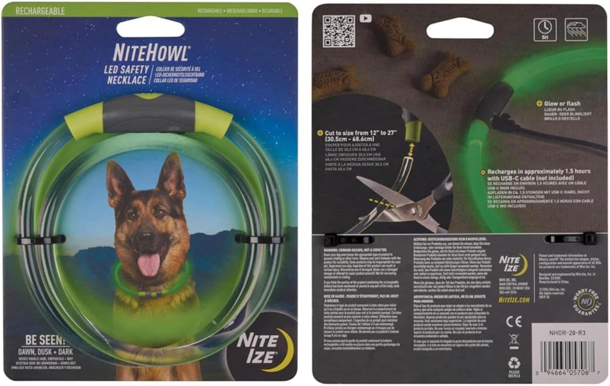 Nite Ize NiteHowl 360 degree visibility glowing dog light accessory in green