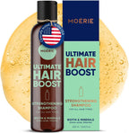 Moerie ultimate hair growth shampoo front view in brown bottle