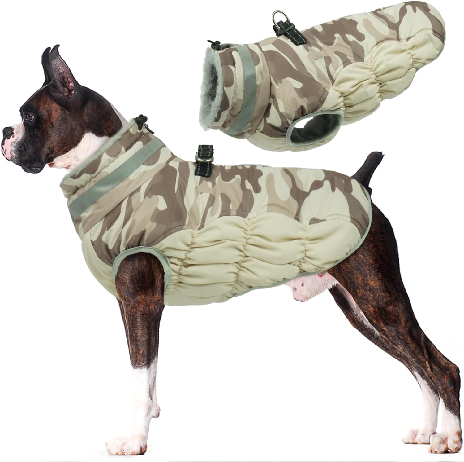 Lelepet Dog Coat Warm Dog Winter Coat Waterproof Dogs Jacket with Harness Built in Reflective Pet Fleece Vest Zip-Up Cold Weather Coats for Large Dogs Turtleneck Windproof Coats Boxer Blaze Orange XL - Image 15