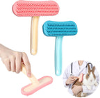 CYUXING 2 Pack Pet Grooming Brush front view soft silicone bunny comb for rabbits.
