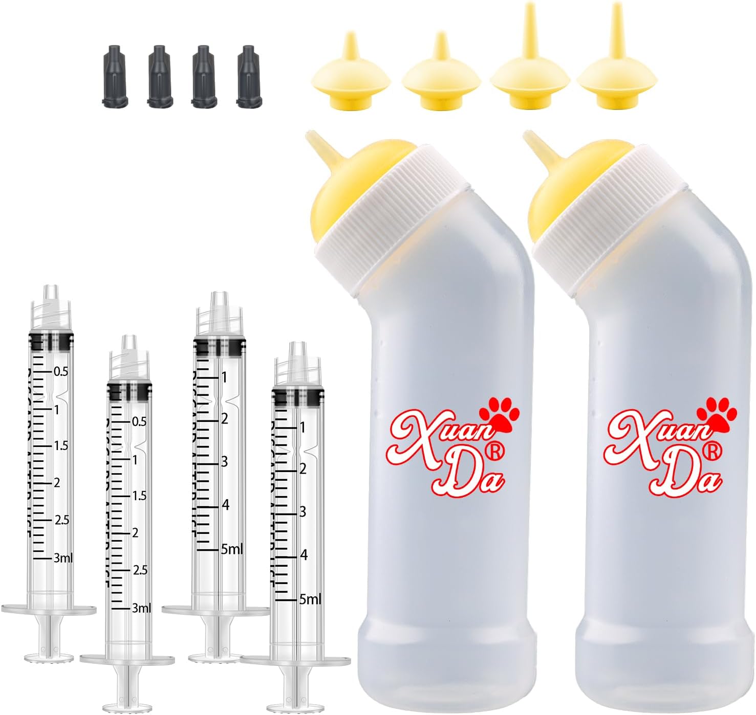 Kitten Nursing Nipple with Syringe, Wide Mouth Angled Puppy Feeding Bottles, with Ventilation Valve Resistant Tearing for Puppies, Kittens, Rabbit, Small Wildlife (M Nipple,Pink) - Image 11