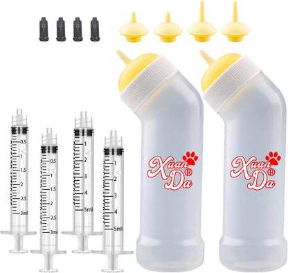 Kitten Nursing Nipple with Syringe, Wide Mouth Angled Puppy Feeding Bottles, with Ventilation Valve Resistant Tearing for Puppies, Kittens, Rabbit, Small Wildlife (M Nipple,Pink) - Image 11