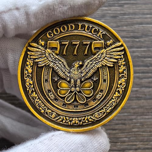 Premium zinc alloy lucky token inside its clear protective display case