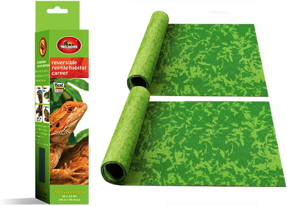 MCLANZOO reptile carpet terrarium liner front view inside enclosure.