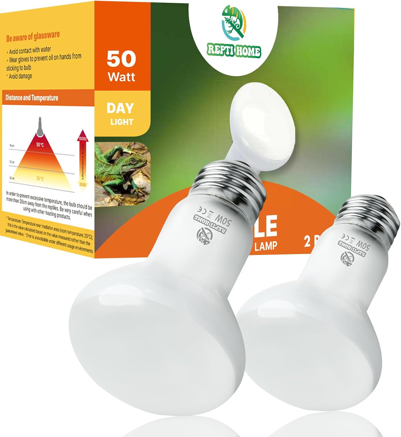 Reptile Heat Lamp Bulbs, Simulate Natural Sunlight Heat Light Bulb, 2 Pack 100W Amphibian Terrarium Basking Spot Lamp for Reptile, Bearded Dragon, Lizard, Turtle, Snake - Image 12