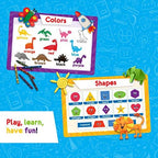 Simply Magic washable plastic place mats arranged on a wooden kitchen table