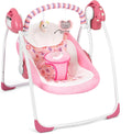 Duomilee portable electric baby swing front view in pink and white
