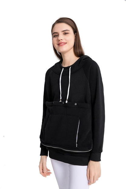 Pet Cat Dog Pouch Hoodie Small Animal Carrier - Kitten Puppy Pouch Sweatshirt Holder Fleece Unisex Hoodies Navy - Image 11