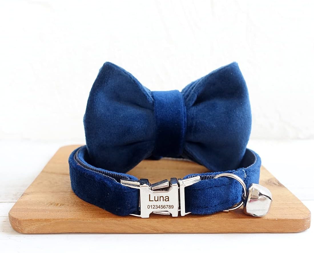 Cat Collar Personalized with Name Phone Number Engraved,Customized with Bell for Small Dogs Puppy Kitten - Image 3