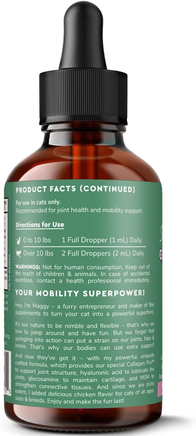 Close up of liquid glucosamine dropper for cats