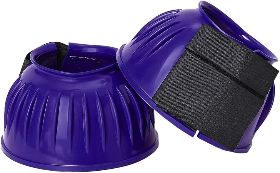 HILASON Western Horse Rubber PVC Ribbed Double Hook and Loop Bell Boots Training Protective Shock Absorbing Leg - Image 9