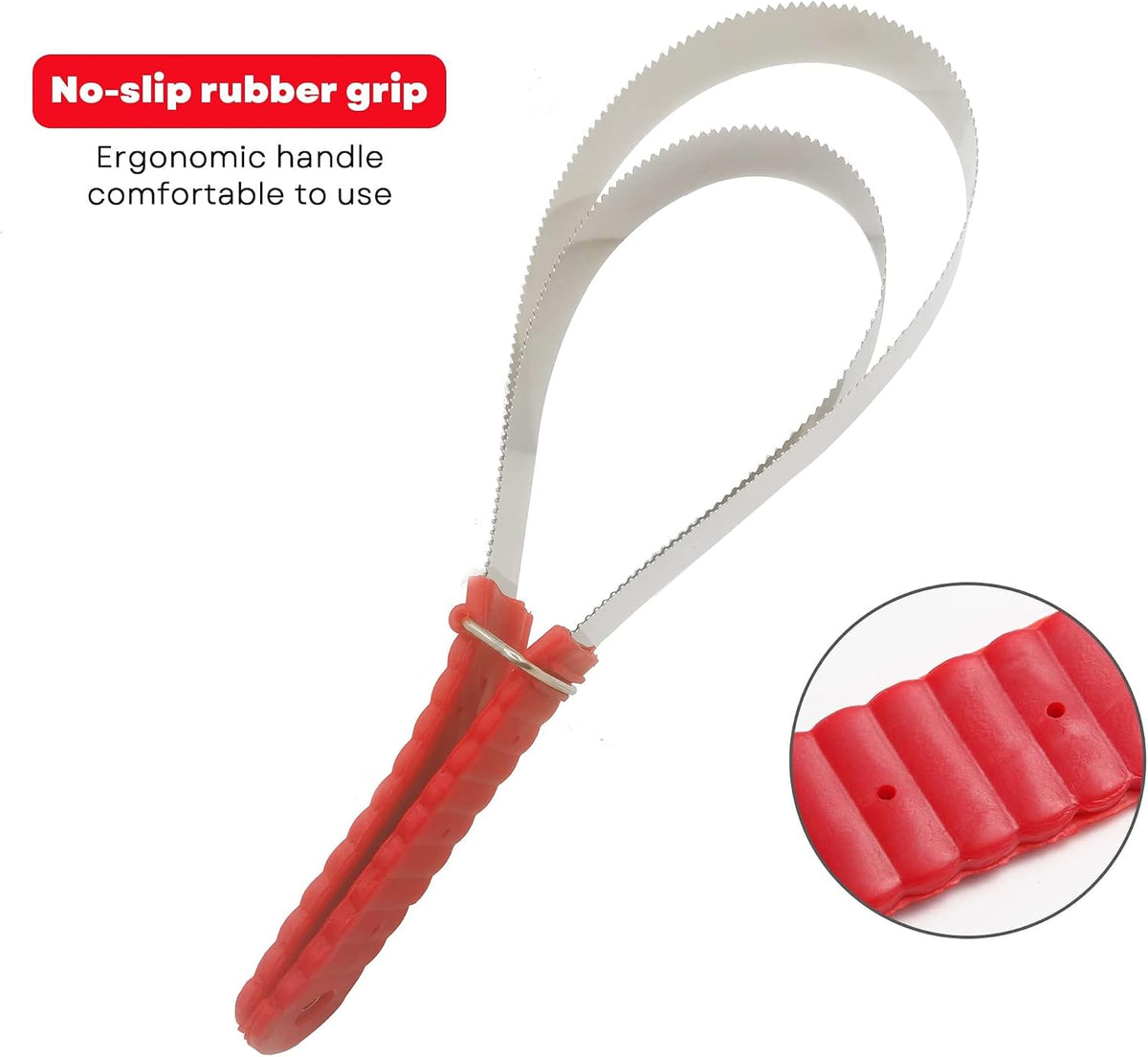 NRTFE dual sided shedding blade showing the secure handle locking mechanism