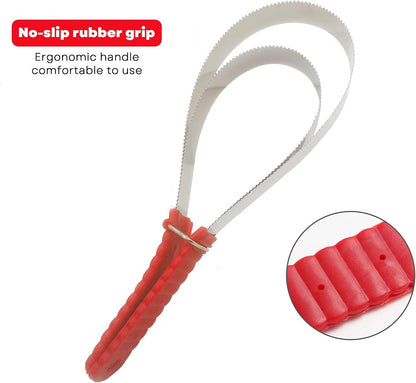 NRTFE dual sided shedding blade showing the secure handle locking mechanism