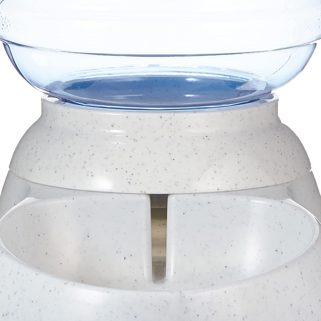 Amazon Basics automatic pet water station showing gravity flow mechanism