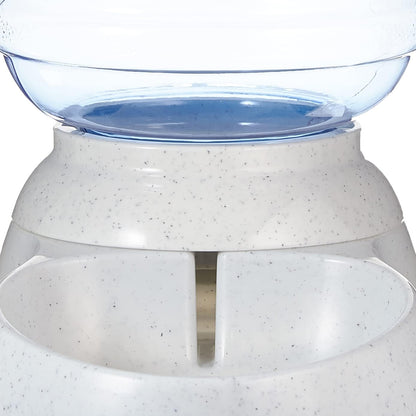 Amazon Basics automatic pet water station showing gravity flow mechanism