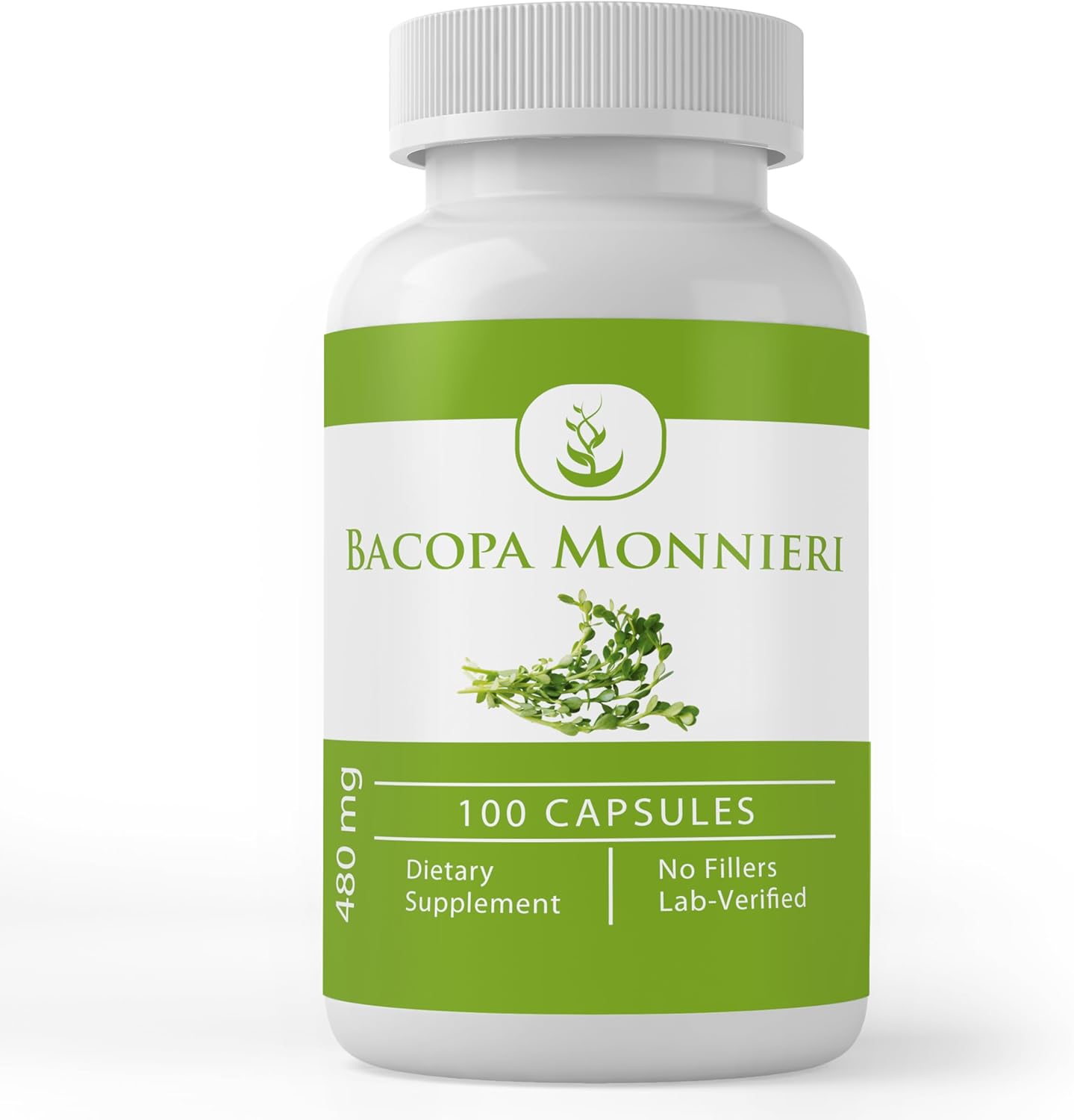Pure Original Ingredients Bacopa Monnieri 100 capsules front view bottle showing pure Brahmi supplement