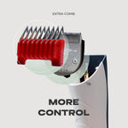 Close up view of Balmoni ultra slim fine blade showing adjustable cutting lengths from zero point six to two point eight millimeters.