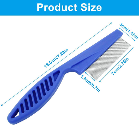 Fine tooth metal pet lice comb close up highlighting the stainless steel teeth.