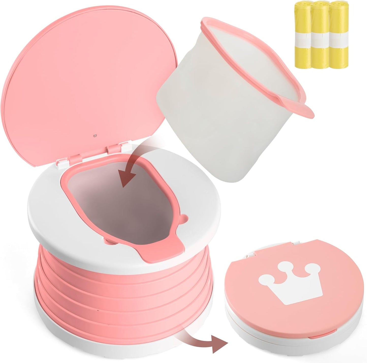 Oket portable toddler travel potty pink front view